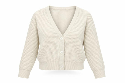 Pull & Bear Women’s Beige Knit V-Neck Button Cardigan Size S