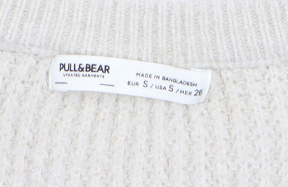 Pull & Bear Women’s Beige Knit V-Neck Button Cardigan Size S