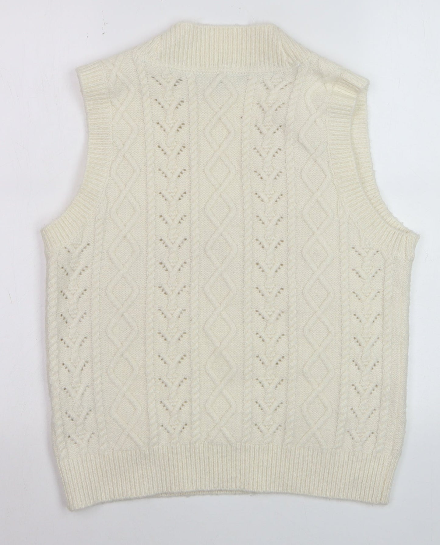 Crew Clothing Women’s Ivory Cable-Knit Sleeveless V-Neck Jumper Vest Size 12