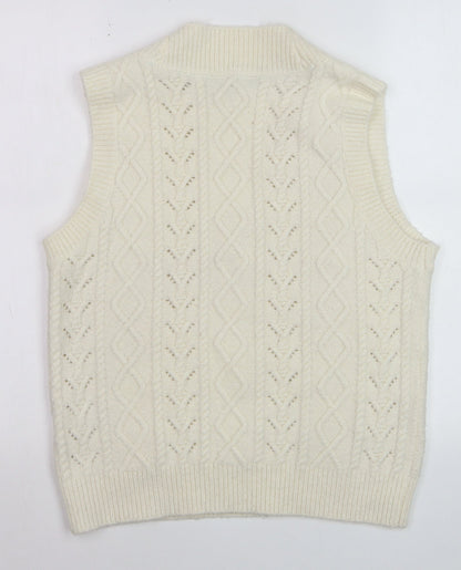 Crew Clothing Women’s Ivory Cable-Knit Sleeveless V-Neck Jumper Vest Size 12