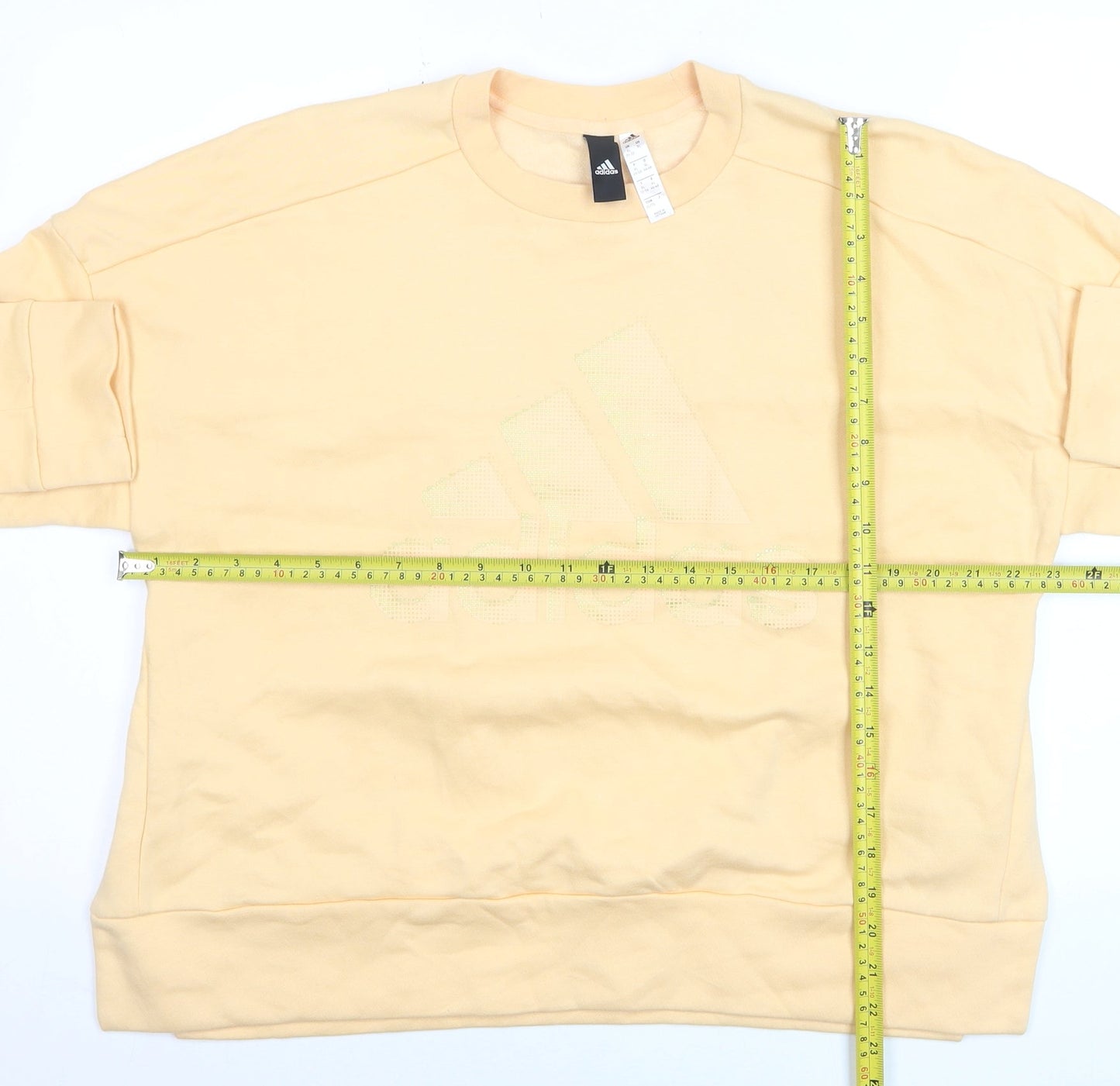 Adidas Womens Beige XL Crew Neck Logo Sweatshirt Cotton Blend