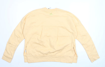 Adidas Womens Beige XL Crew Neck Logo Sweatshirt Cotton Blend