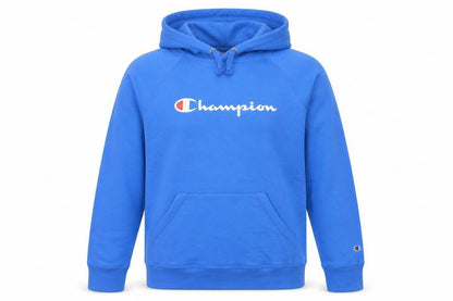 Champion Men's Blue Pullover Hoodie Small Logo Athletic Sweatshirt