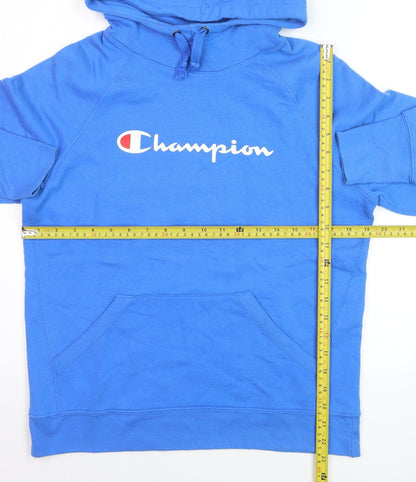 Champion Men's Blue Pullover Hoodie Small Logo Athletic Sweatshirt