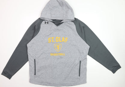 Under Armour Men's Grey ColdGear Pullover Hoodie XL Basketball Graphic