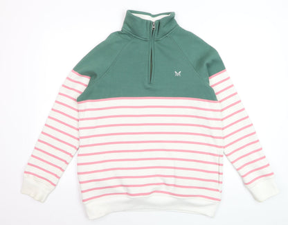 Crew Clothing Women’s Green & Pink Stripe 1/2 Zip Sweatshirt Size 14