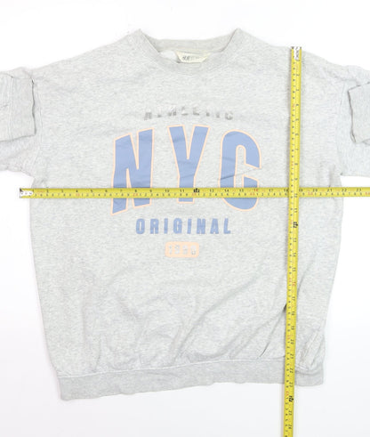 H&M Womens Grey Long Sleeve Crew Neck NYC Graphic Sweatshirt Size 14Y+