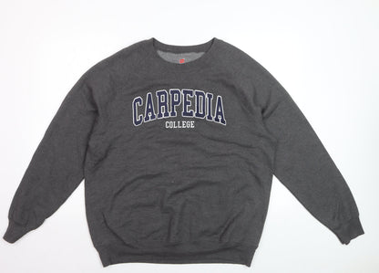 Hanes Men’s Grey College Logo Crew Neck Sweatshirt L