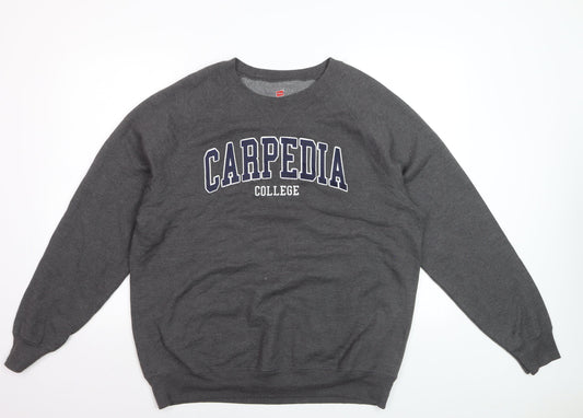 Hanes Men’s Grey College Logo Crew Neck Sweatshirt L