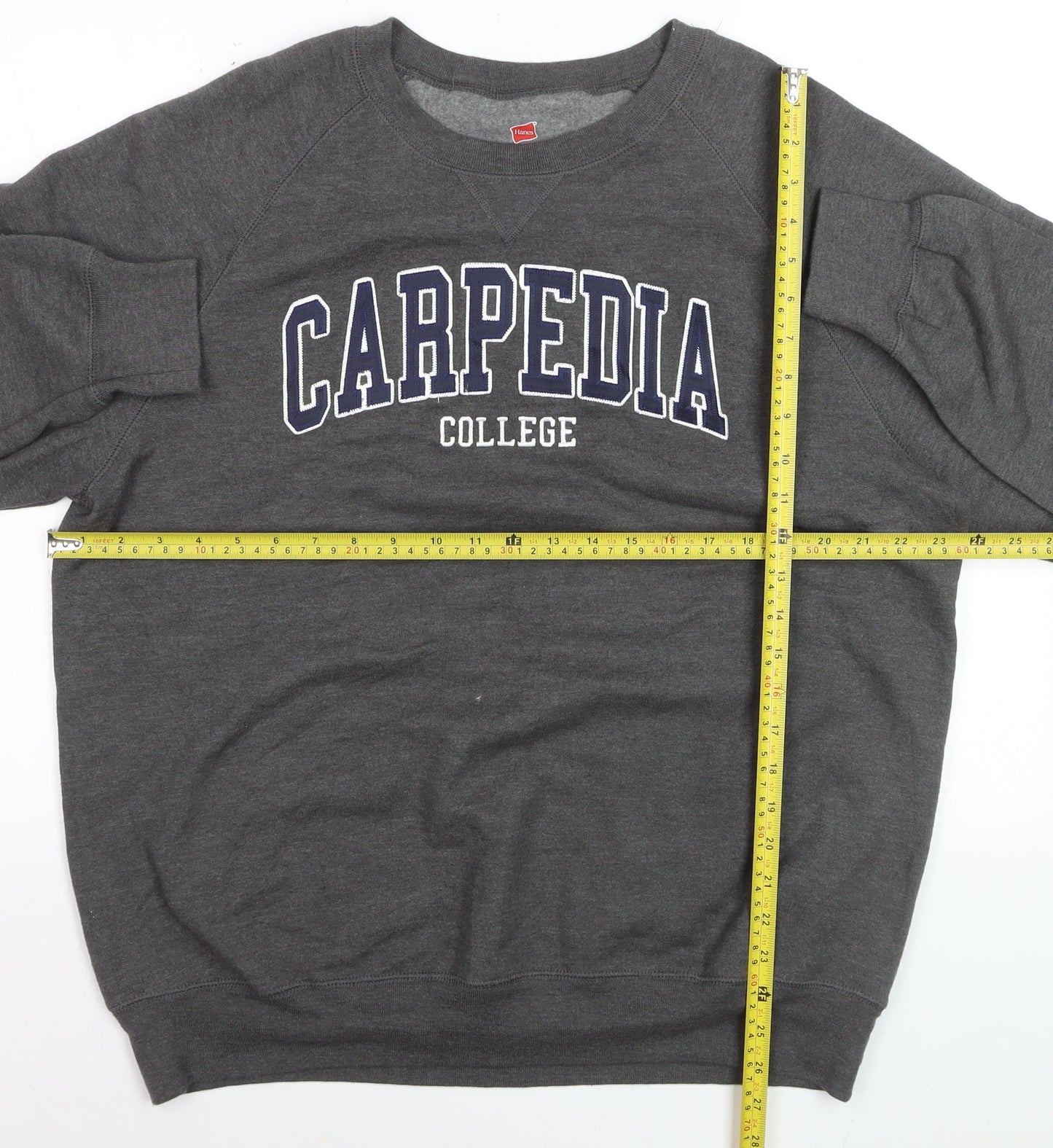Hanes Men’s Grey College Logo Crew Neck Sweatshirt L