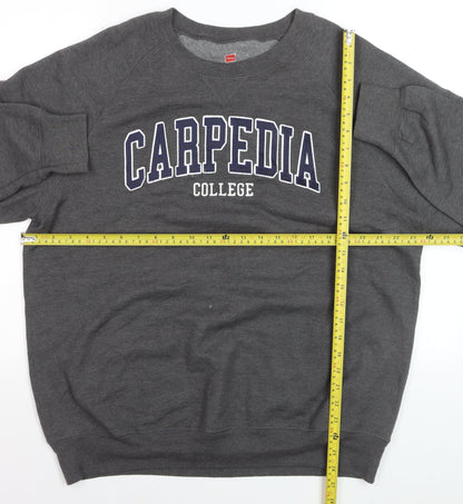 Hanes Men’s Grey College Logo Crew Neck Sweatshirt L