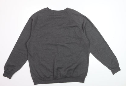 Hanes Men’s Grey College Logo Crew Neck Sweatshirt L