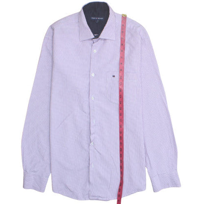 Tommy Hilfiger Men's Purple Striped Dress Shirt Long Sleeve Size L