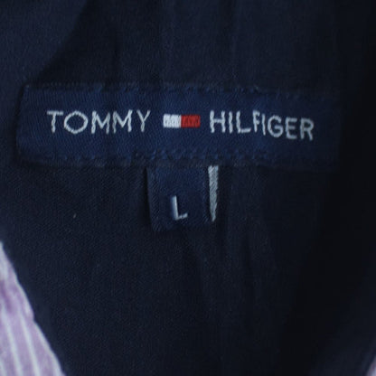 Tommy Hilfiger Men's Purple Striped Dress Shirt Long Sleeve Size L