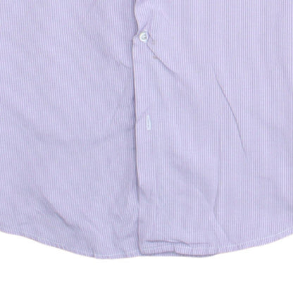 Tommy Hilfiger Men's Purple Striped Dress Shirt Long Sleeve Size L