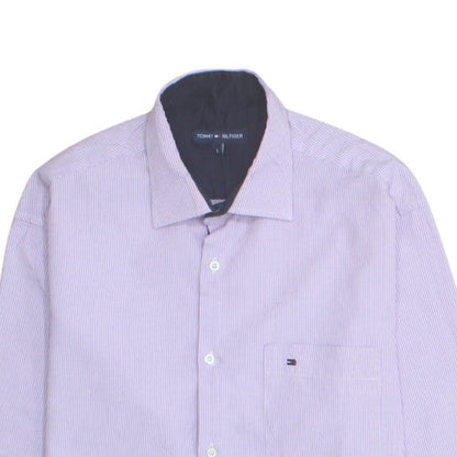 Tommy Hilfiger Men's Purple Striped Dress Shirt Long Sleeve Size L