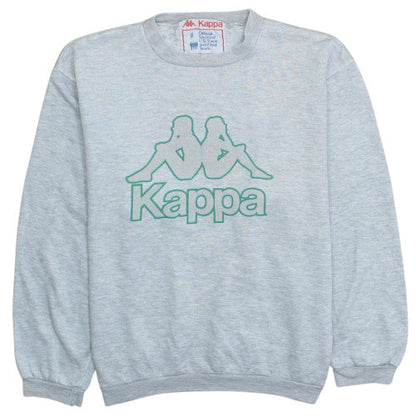 Kappa Men's Grey Pullover Sweatshirt L Vintage Crew Neck Sports Logo