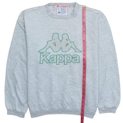 Kappa Men's Grey Pullover Sweatshirt L Vintage Crew Neck Sports Logo