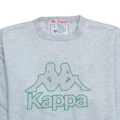 Kappa Men's Grey Pullover Sweatshirt L Vintage Crew Neck Sports Logo