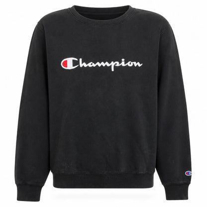 Champion Men's Black Pullover Sweatshirt M Crew Neck Logo Fleece
