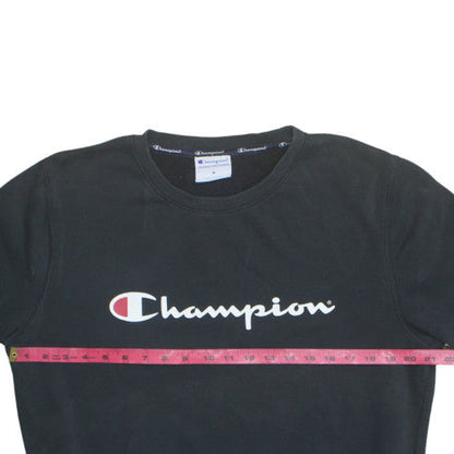 Champion Men's Black Pullover Sweatshirt M Crew Neck Logo Fleece