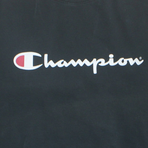 Champion Men's Black Pullover Sweatshirt M Crew Neck Logo Fleece