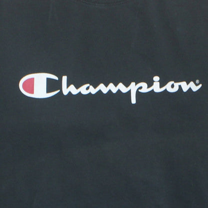 Champion Men's Black Pullover Sweatshirt M Crew Neck Logo Fleece
