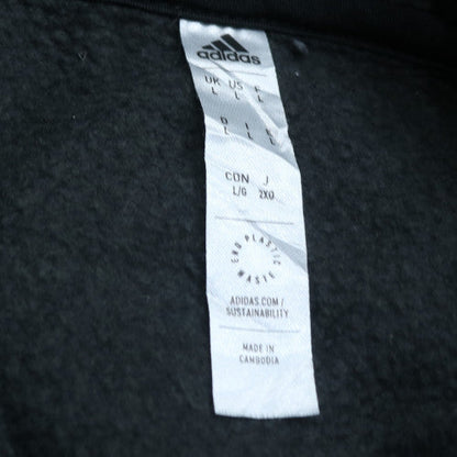 Adidas Mens Black Pullover Hoodie L Regular Fit Fleece Sportswear