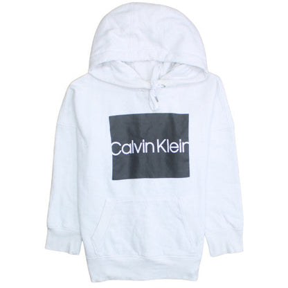 Calvin Klein Men's White Pullover Hoodie M Logo Fleece Sweatshirt
