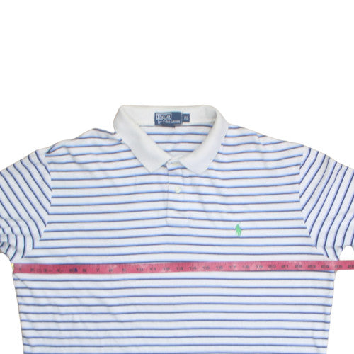 Ralph Lauren Men's White Blue Striped Polo Shirt XL
