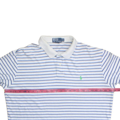Ralph Lauren Men's White Blue Striped Polo Shirt XL
