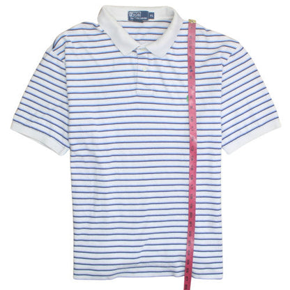 Ralph Lauren Men's White Blue Striped Polo Shirt XL