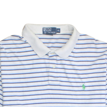 Ralph Lauren Men's White Blue Striped Polo Shirt XL