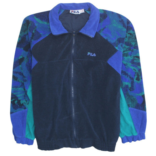 Fila Men’s Blue XL Full Zip Fleece Sweatshirt 90s Vintage Style