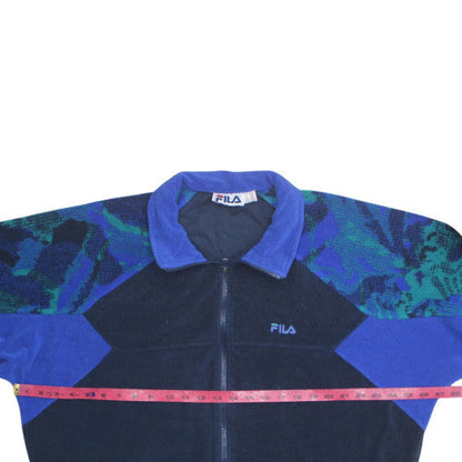 Fila Men’s Blue XL Full Zip Fleece Sweatshirt 90s Vintage Style