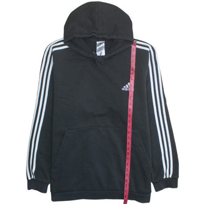 Adidas Men’s Black 2XL Pullover Hoodie with Logo and Stripes