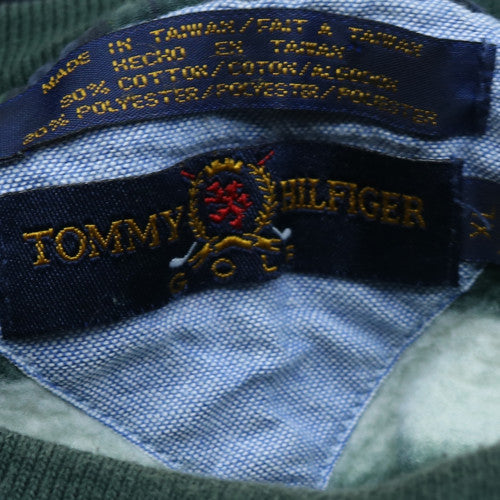 Tommy Hilfiger Men's Green Striped Crew Neck Sweatshirt M Classic Retro
