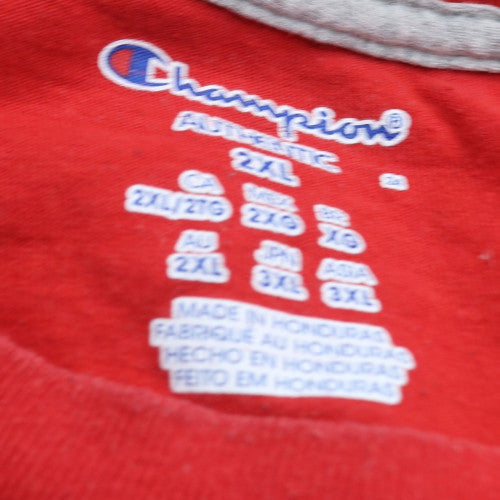 Champion Men's Red 2XL Crew Neck Cotton Short Sleeve T-Shirt
