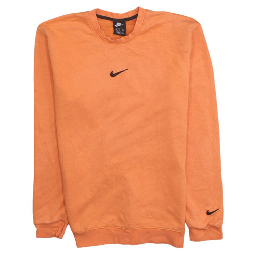 Nike Mens Orange Crew Neck Sweatshirt Size M Cotton Pullover