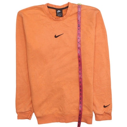 Nike Mens Orange Crew Neck Sweatshirt Size M Cotton Pullover