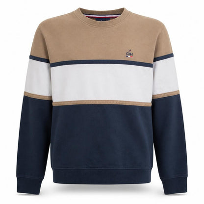 Daniel Hechter Mens Beige Blue Crew Neck Sweatshirt M Cotton Blend