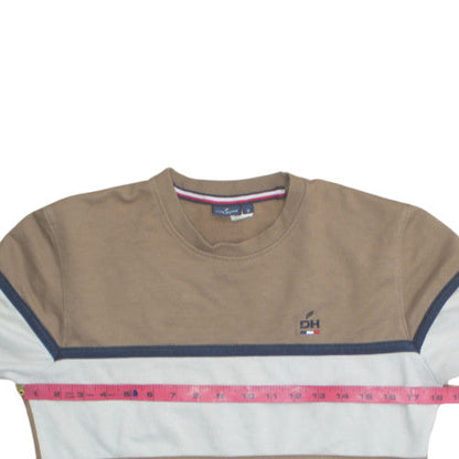 Daniel Hechter Mens Beige Blue Crew Neck Sweatshirt M Cotton Blend