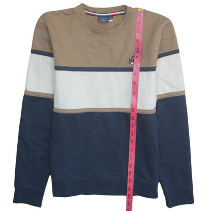 Daniel Hechter Mens Beige Blue Crew Neck Sweatshirt M Cotton Blend