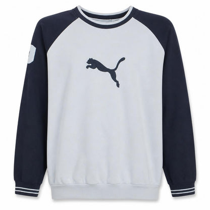 Puma Men’s White Navy XL Pullover Sweatshirt Graphic Logo Fleece