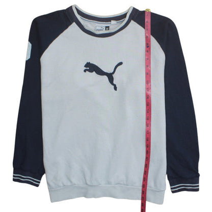 Puma Men’s White Navy XL Pullover Sweatshirt Graphic Logo Fleece