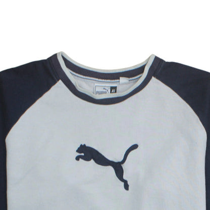 Puma Men’s White Navy XL Pullover Sweatshirt Graphic Logo Fleece