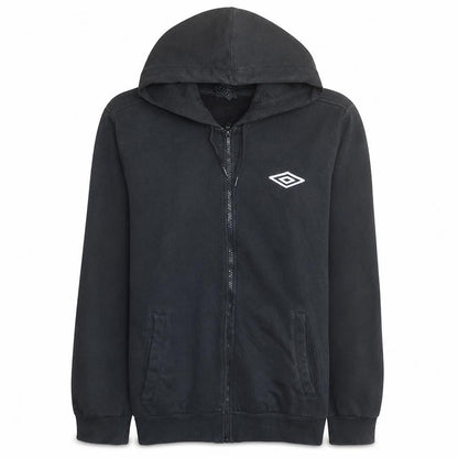 Umbro Men Black XL Full Zip Hoodie with Logo Detail