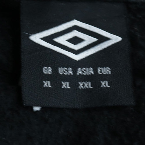Umbro Men Black XL Full Zip Hoodie with Logo Detail