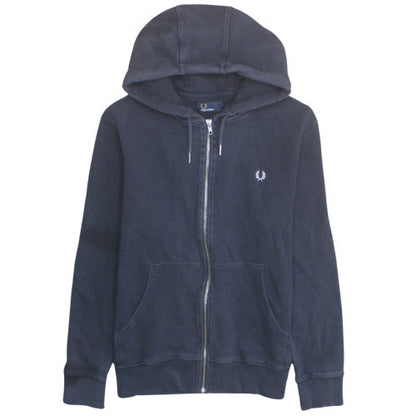 Fred Perry Mens Blue Full Zip Hoodie Size L Classic Logo