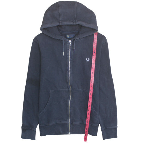 Fred Perry Mens Blue Full Zip Hoodie Size L Classic Logo